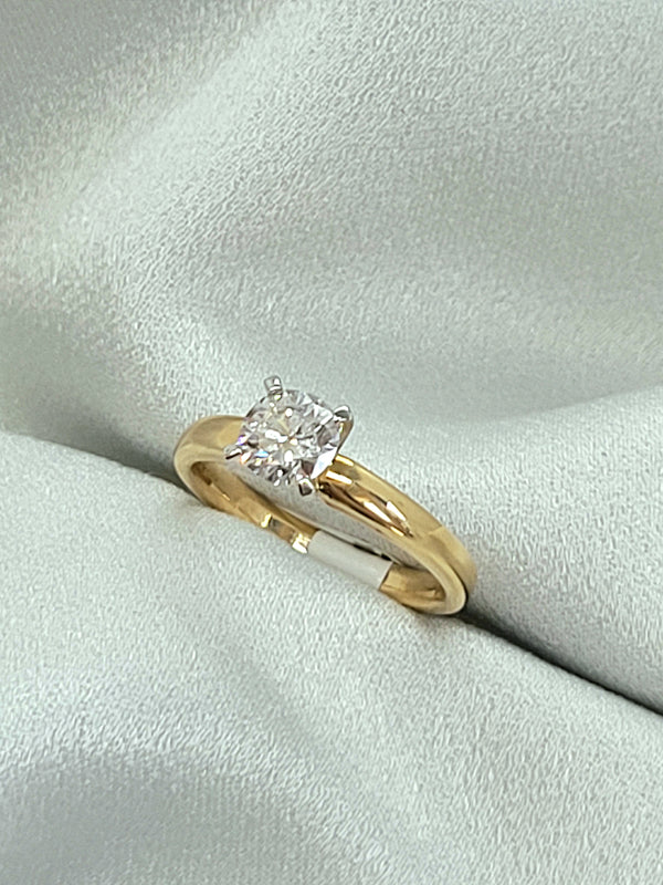 14kt. Yellow and White Gold Solitaire Diamond Engagement Ring