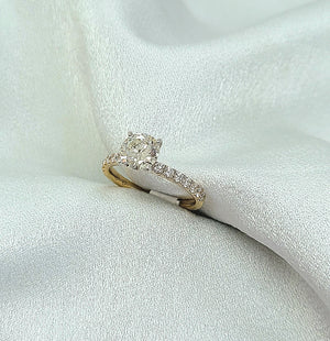 18kt. Yellow and White Gold Solitaire Diamond Engagement Ring