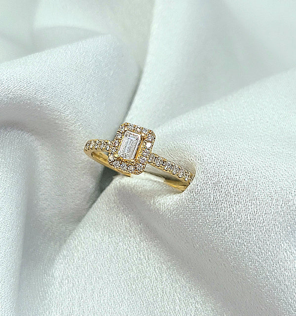 18kt. Yellow Gold Emerald Cut Diamond Engagement Ring