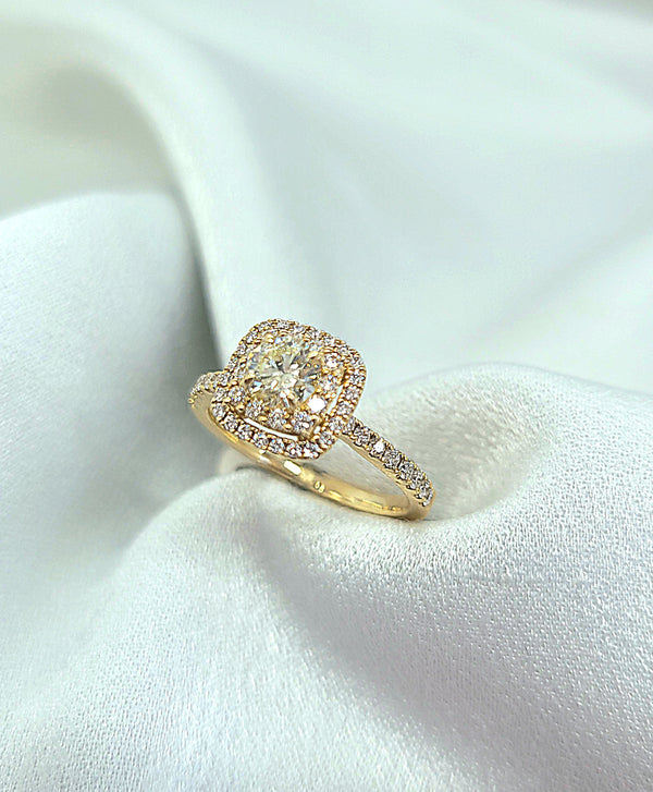 14kt. Yellow Gold Double Halo Diamond Ring