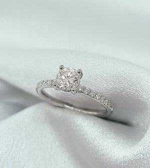 18kt. White Gold Diamond Engagement Ring with Hidden Halo