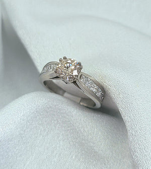 Platinum Champaign Diamond engagement ring
