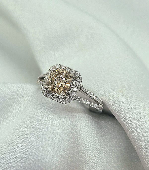 14kt. White Gold Engagement Ring with Champagne Diamond