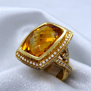 18kt. Yellow Gold Citrine and Diamond Ring