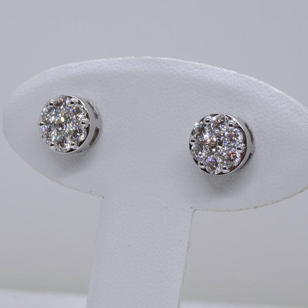 14kt. White Gold Diamond Cluster Stud Earrings