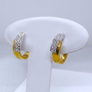 18kt. Yellow and White Gold Diamond Hinged Hoop Earrings