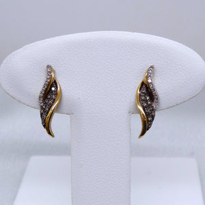 10kt. Yellow and White Gold Chocolate and White Diamond Earrings