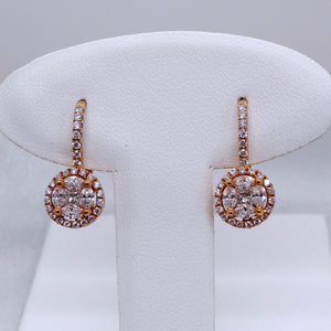 18kt. Rose Gold Diamond Leverback Earrings