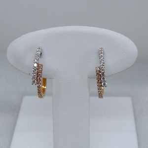 18kt. White and Rose Gold Diamond Hinged Hoop Earrings