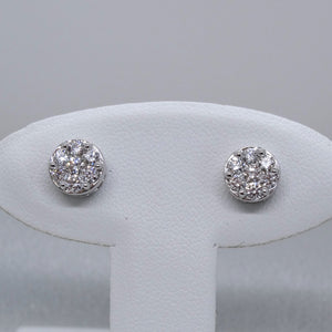 14kt. White Gold Round Cluster Diamond Earrings (large)