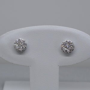 14kt. White Gold Diamond Custer Circle Stud Earrings