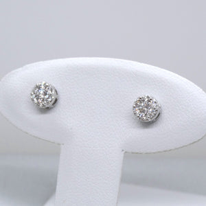 14kt. White Gold Diamond Cluster Circle Stud Earrings (small)