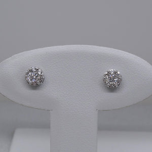 14kt. White Gold Diamond Cluster Circle Stud Earrings (small)