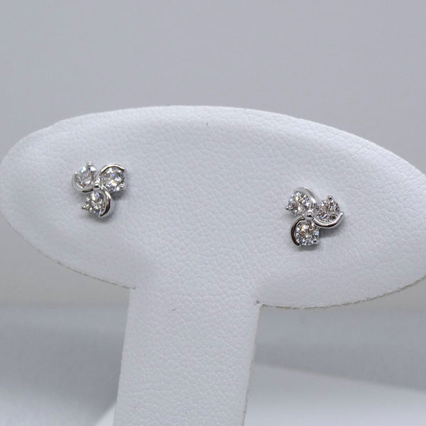 18kt. White Gold 3 Diamond Stud Earrings