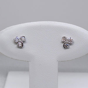 18kt. White Gold 3 Diamond Stud Earrings