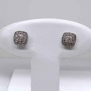 10kt. White Gold Diamond Layered Cluster Stud Earrings with Screw Backings