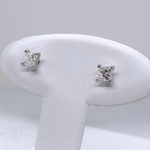 14kt. White Gold Princess Cut Diamond Stud Earrings