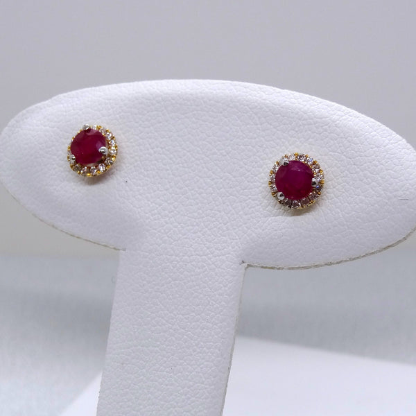 14kt. Yellow Gold Ruby and Diamond Earrings