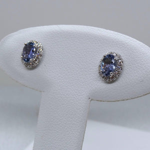 18kt. White Gold Tanzanite and Diamond Earrings