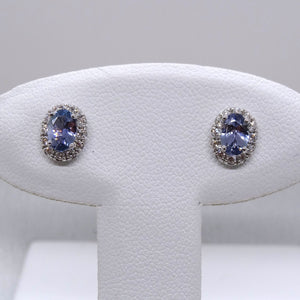 18kt. White Gold Tanzanite and Diamond Earrings