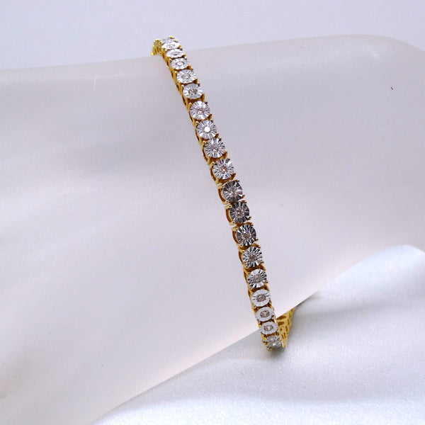 14kt. Yellow and White Gold Diamond Illusion Setting Tennis Bracelet