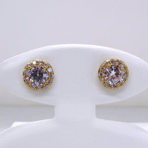 10kt. Yellow Gold Cubic Zirconia Stud Earrings with Halo
