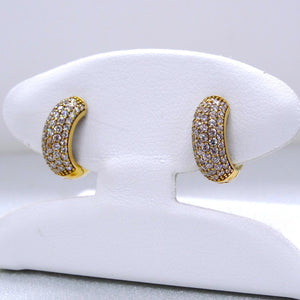 18kt. Yellow Gold Pave Setting Cubic Zirconia Small Hinged Hoop Earrings