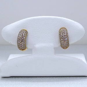 18kt. Yellow Gold Pave Setting Cubic Zirconia Small Hinged Hoop Earrings