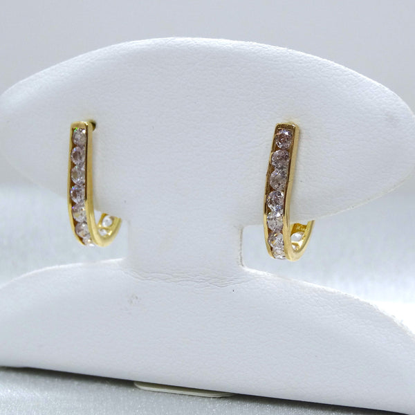 10kt. Yellow Gold Cubic Zirconia French Clip Huggie Earrings
