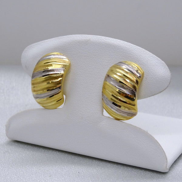 10kt. Yellow and White Gold French Clip Huggie Earrings