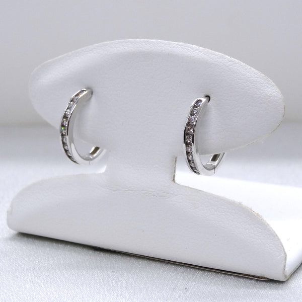 18kt. White Gold Cubic Zirconia Hinged Hoop Earrings