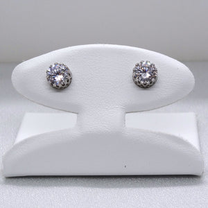 10kt. White Gold Tiara Cubic Zirconia Stud Earrings