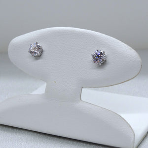 18kt. White Gold Cubic Zirconia 6 Prong Small Stud Earrings