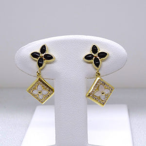 10kt. Yellow Gold Black and White Louis Vuitton Dangle Earrings