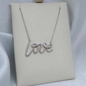 14kt. White Gold Diamond LOVE Necklace