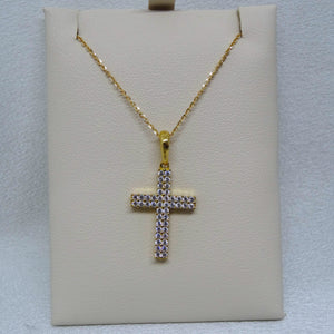 18kt. Yellow Gold Double Sided Cubic Zirconia Cross Pendant