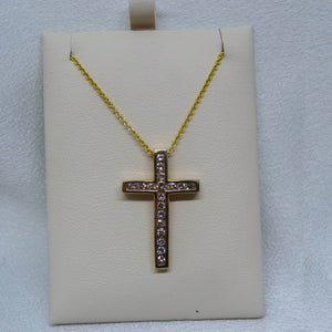 14kt. Yellow Gold Chanel Set Diamond Cross Slide Pendant