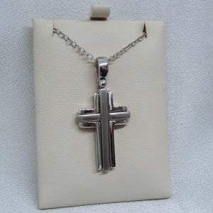 14kt. White Gold Satin and Polished Cross Pendant