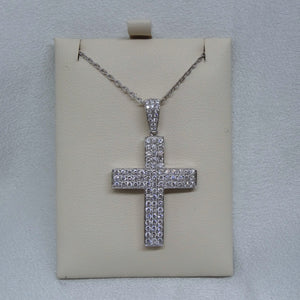18kt. White Gold and Diamond Cross Pendant