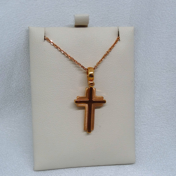 18kt. Rose Gold Satin and Polished Cross Pendant