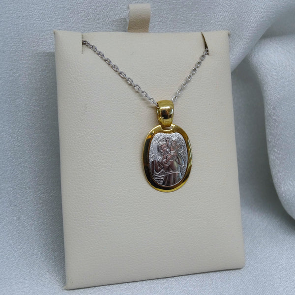 18kt. Yellow and White Gold St. Christopher Medallion Pendant