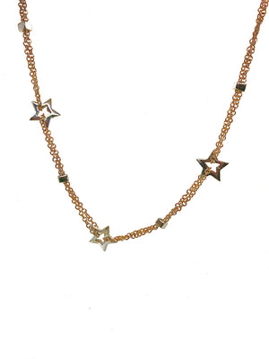 18kt Yellow Gold Star Double Chain necklace