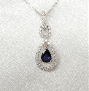 18kt. Blue Sapphire/ Diamond Dangle Pendant