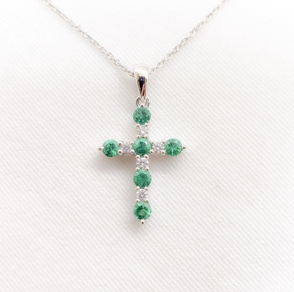 18kt. Diamond/Emerald Cross Pendant