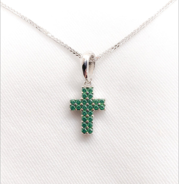 18kt. Green Cubic Zirconia Cross Pendant