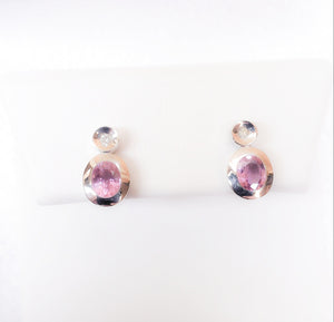 14kt. White Gold Pink Tourmaline and Diamond Earrings
