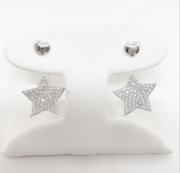 18kt. Cubic Zirconia Micro-Pave Star Earrings
