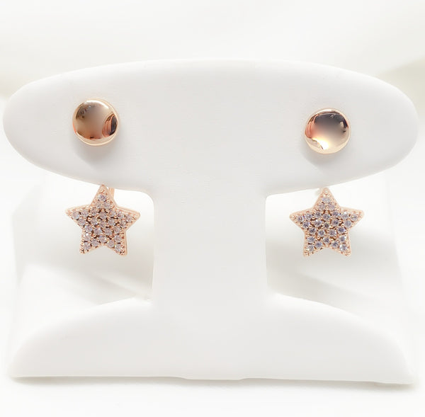 18kt Micro Pave Star Cubic Zirconia Drop Earrings