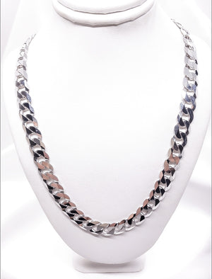 Men's 5 mm Silver Curved Link Chain 22 Inches