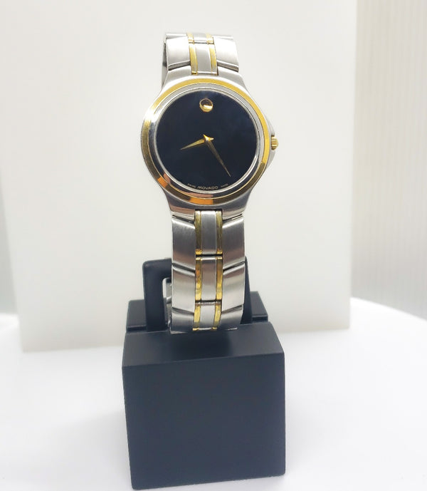 Two Tone Movado Museum Black Face Watch